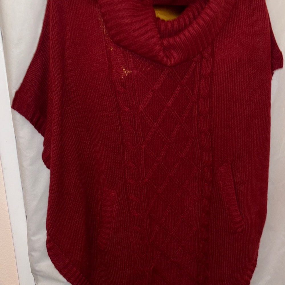 Women's Red Poncho Sweater